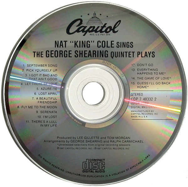 Nat King Cole Sings / George Shearing Plays With The George Shearing Quintet With String Choir : Nat King Cole Sings/George Shearing Plays (CD, Album, RE, RM)