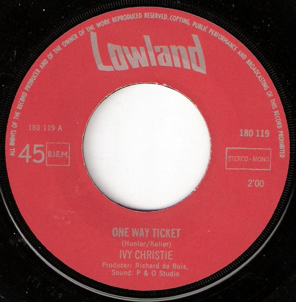 Ivy Christie : One Way Ticket (7", Single, Big)