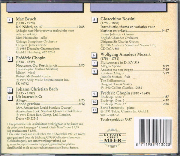 Johann Christian Bach, Max Bruch, Frédéric Chopin, Wolfgang Amadeus Mozart, Gioacchino Rossini : Klassiek Geeft Meer - Jonge Mensen Op Het Concertpodium (CD, Comp)