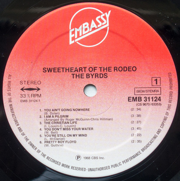 The Byrds : Sweetheart Of The Rodeo (LP, Album, RE, Red)