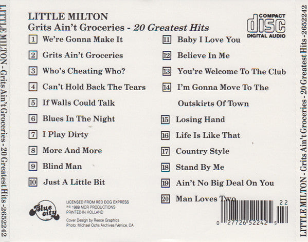 Little Milton : Grits Ain't Groceries - 20 Greatest Hits (CD, Album, Comp)