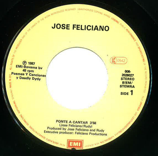 José Feliciano : Ponte A Cantar / Sería Fácil (7", Single)