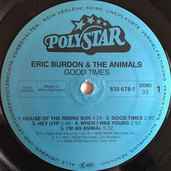 Eric Burdon & The Animals : Good Times (The Best Of Eric Burdon & The Animals) (2xLP, Comp)