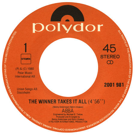 ABBA : The Winner Takes It All / Elaine (7", Single)