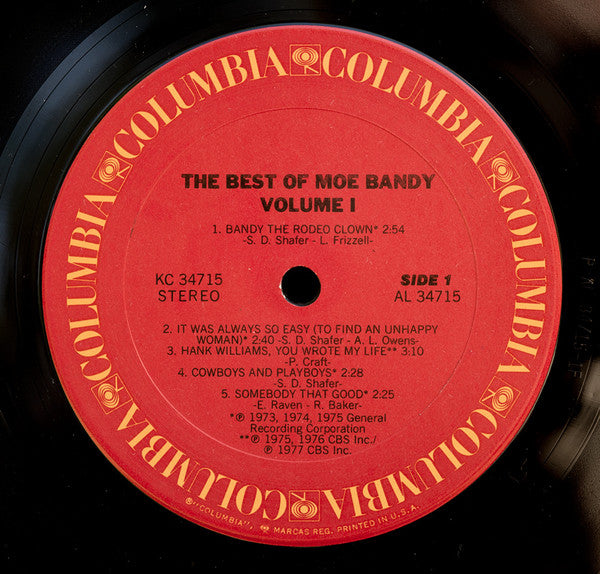 Moe Bandy : The Best Of Moe Bandy, Volume I (LP, Comp, RP, San)