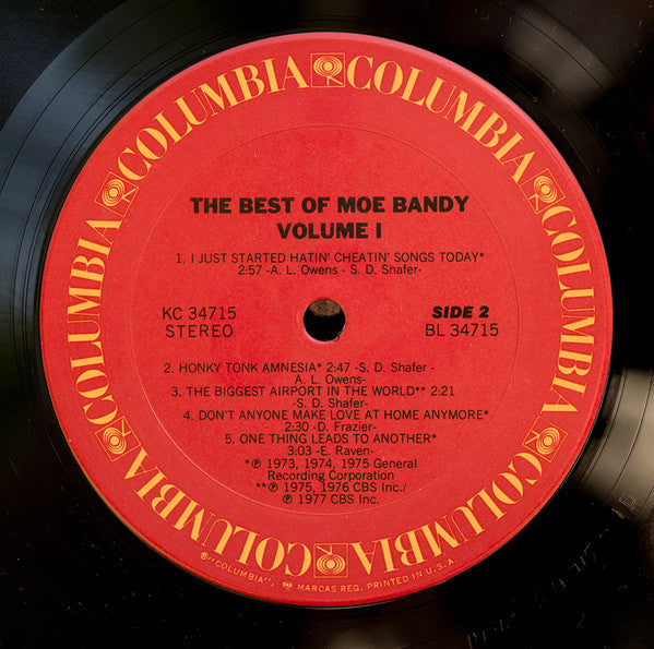 Moe Bandy : The Best Of Moe Bandy, Volume I (LP, Comp, RP, San)