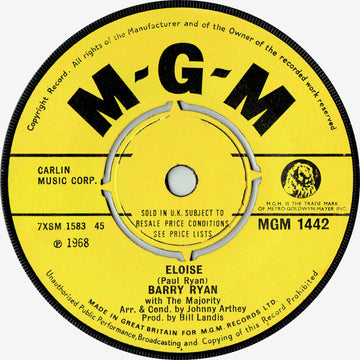 Barry Ryan : Eloise (7", Single, Pus)