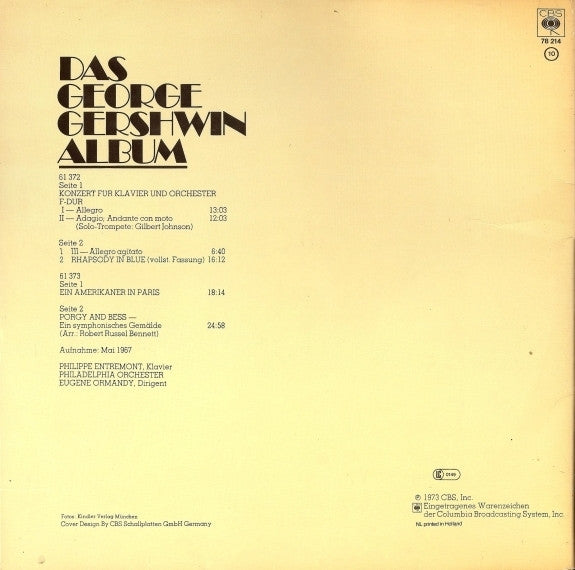 George Gershwin - Philippe Entremont, Philadelphia Orchestra*, Eugene Ormandy : Das George Gershwin Album (2xLP, Album)