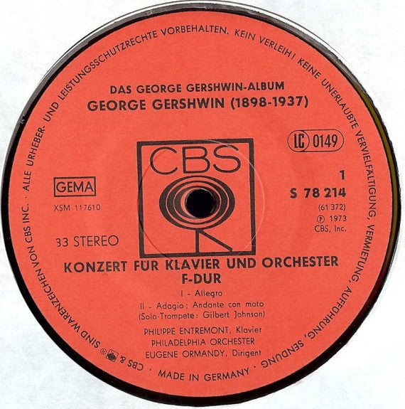 George Gershwin - Philippe Entremont, Philadelphia Orchestra*, Eugene Ormandy : Das George Gershwin Album (2xLP, Album)