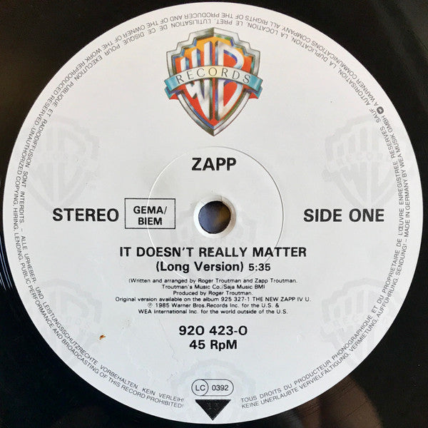 Zapp : It Doesn't Really Matter (12")