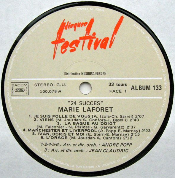 Marie Laforêt : 24 Succès (2xLP, Comp, RE, Gat)