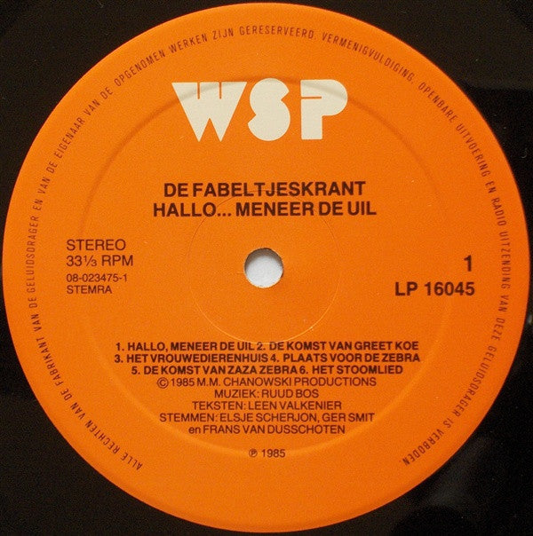 De Fabeltjeskrant : Hallo... Meneer De Uil (LP)