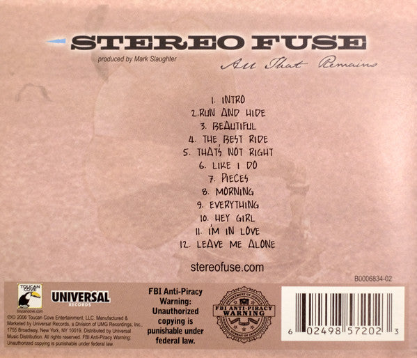 Stereo Fuse : All That Remains (CD, Album)