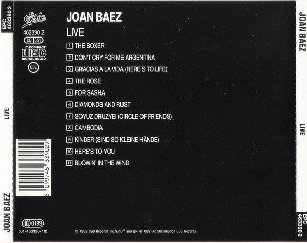 Joan Baez : Live (CD, Album)