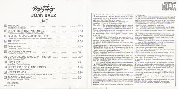 Joan Baez : Live (CD, Album)