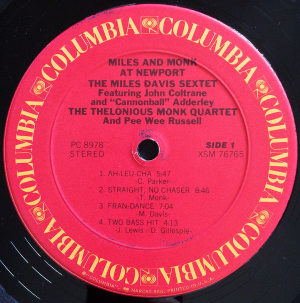 The Miles Davis Sextet Featuring John Coltrane And "Cannonball" Adderley* / The Thelonious Monk Quartet And Pee Wee Russell : Miles & Monk At Newport (LP, Album, RE, Car)