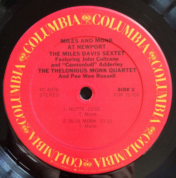 The Miles Davis Sextet Featuring John Coltrane And "Cannonball" Adderley* / The Thelonious Monk Quartet And Pee Wee Russell : Miles & Monk At Newport (LP, Album, RE, Car)