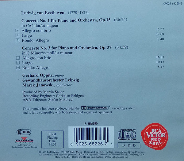 Gerhard Oppitz, Ludwig Van Beethoven : Beethoven Piano Concertos I & III (CD, Album)