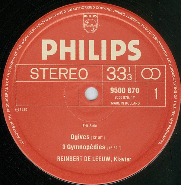 Erik Satie, Reinbert de Leeuw : Early Piano Works, Vol./Folge 2 (LP, Album, RE)