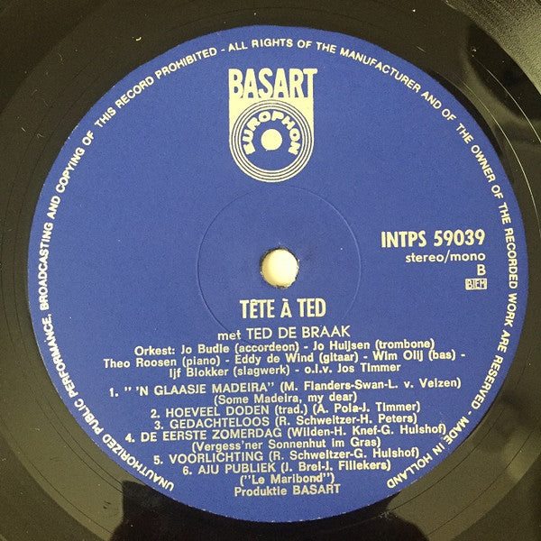 Ted de Braak : Tête À Ted (LP, Album, Mono)