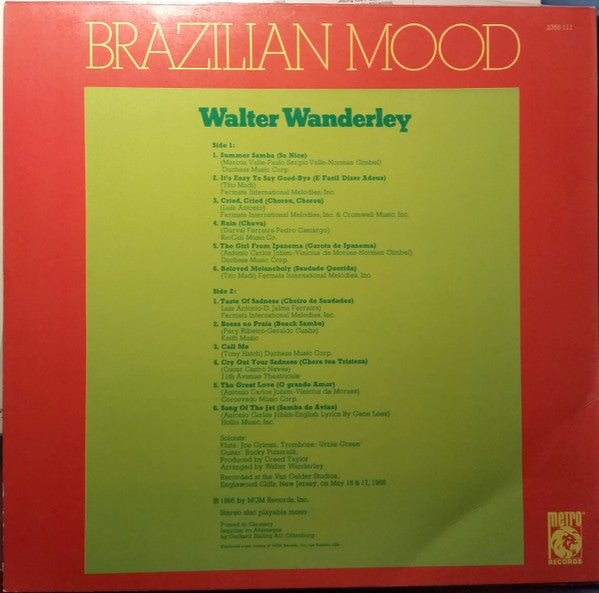 Walter Wanderley : Brazilian Mood (LP, Album, RE)