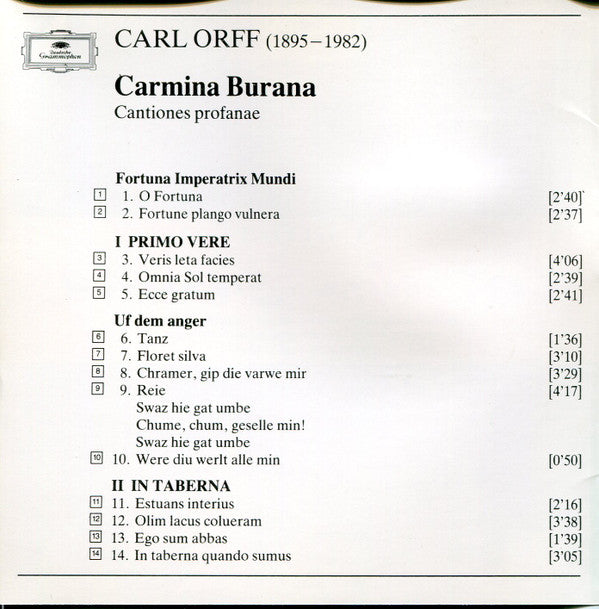 Carl Orff - June Anderson · Bernd Weikl · Philip Creech, Chicago Symphony Chorus Y Chicago Symphony Orchestra, James Levine (2) : Carmina Burana (CD)