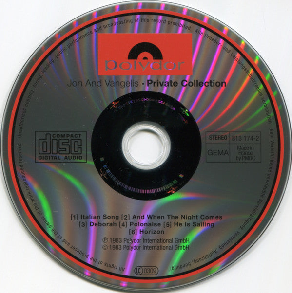 Jon & Vangelis : Private Collection (CD, Album, RE)