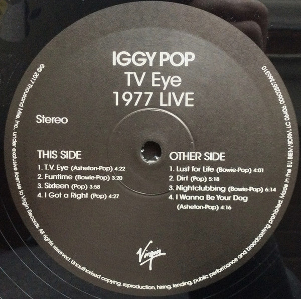 Iggy Pop : TV Eye Live 1977 (LP, Album, RE, 180)