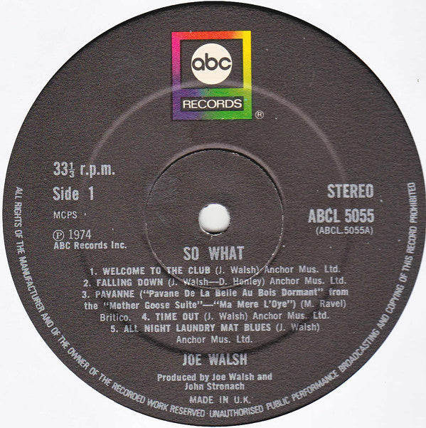 Joe Walsh : So What (LP, Album, CBS)
