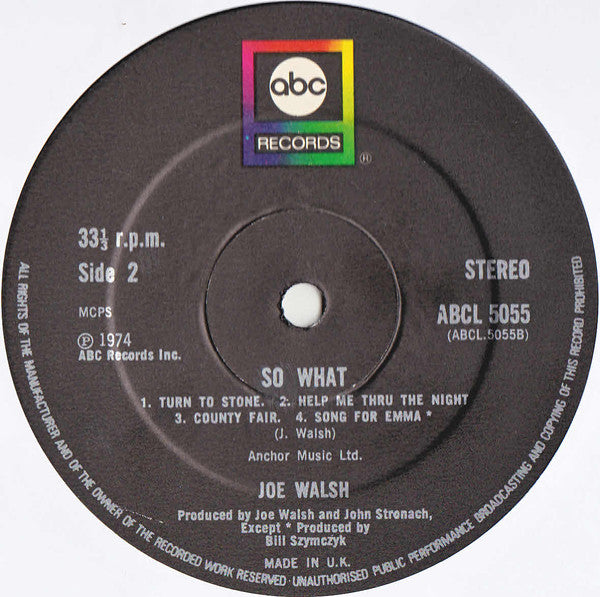 Joe Walsh : So What (LP, Album, CBS)
