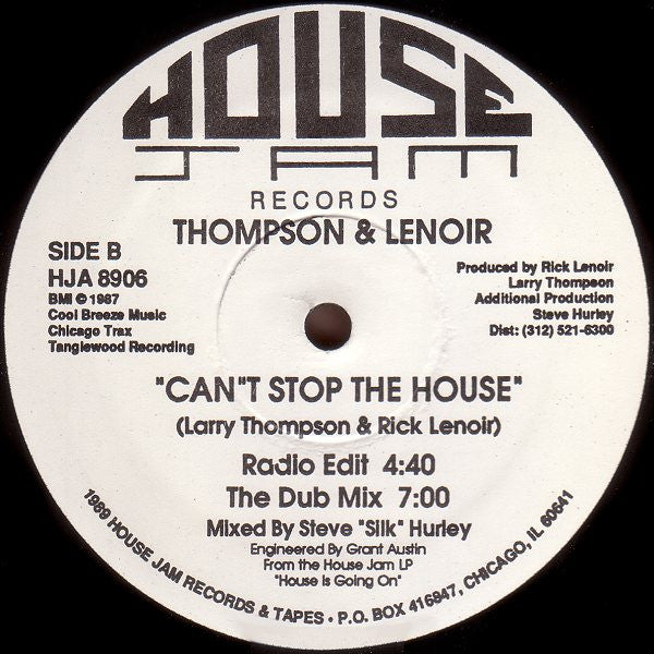 Thompson & Lenoir : Can't Stop The House (12")