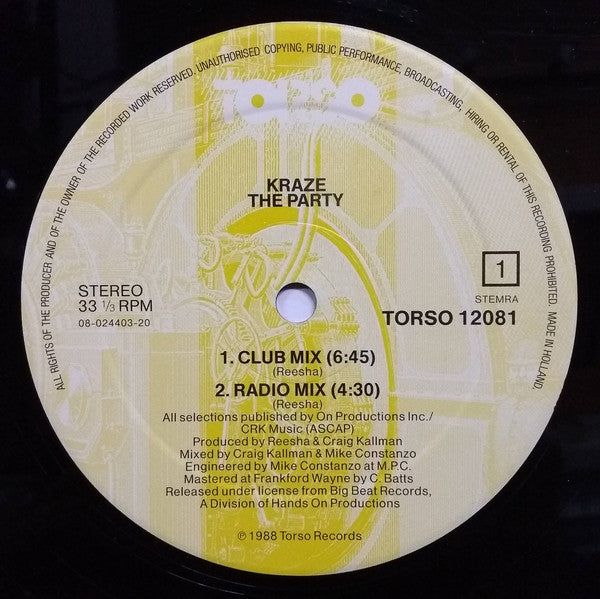 Kraze : The Party (12")