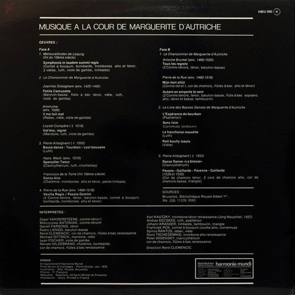 Clemencic Consort : Musique A La Cour De Marguerite D'Autriche (LP)