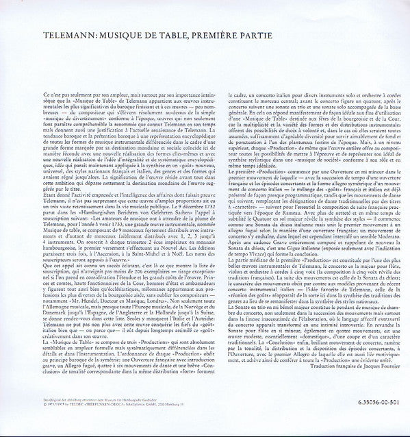 Georg Philipp Telemann - Frans Brüggen, Concerto Amsterdam, Gustav Leonhardt : Tafelmusik Teil I (Banquet-Music ∙ Musique De Table) (2xLP, RP + Box)