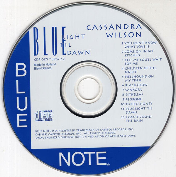 Cassandra Wilson : Blue Light 'Til Dawn (CD, Album, RP)