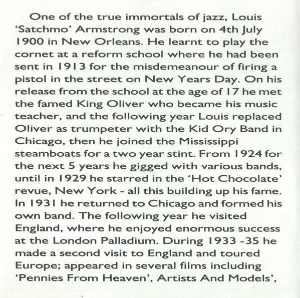 Louis Armstrong : Satchmo (CD, Comp, RM)