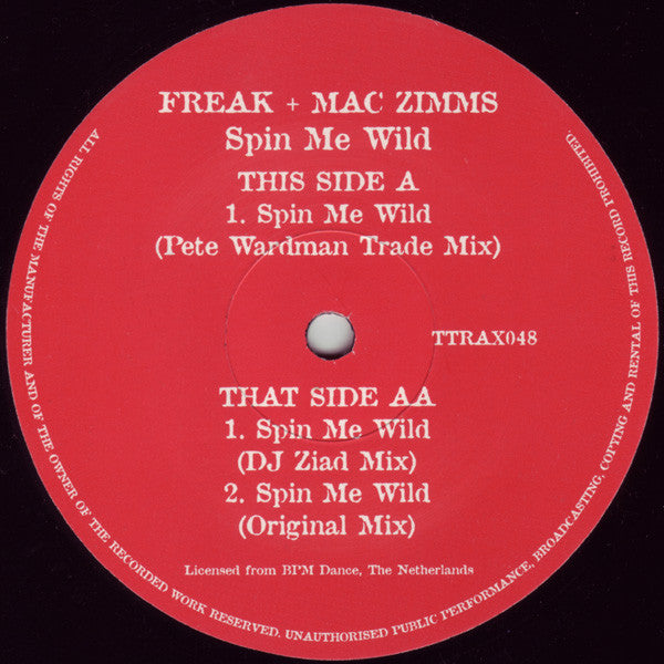 The Freak & Mac Zimms : Spin Me Wild (12")