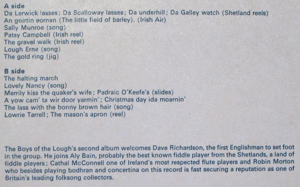 The Boys Of The Lough : Second Album (LP, Album, Yel)