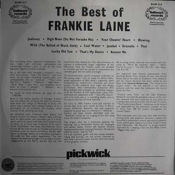 Frankie Laine : The Best Of Frankie Laine (LP, Comp, RP)