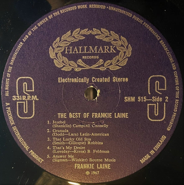 Frankie Laine : The Best Of Frankie Laine (LP, Comp, RP)
