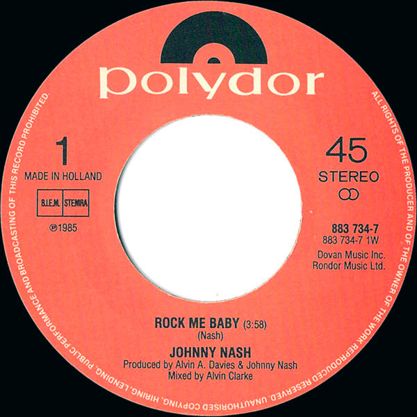 Johnny Nash : Rock Me Baby (7", Single)