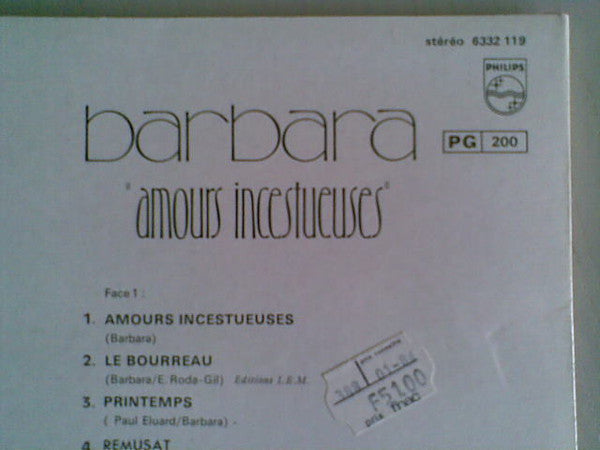 Barbara (5) : Amours Incestueuses (LP, Album, RE)
