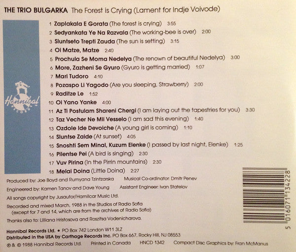 The Trio Bulgarka : The Forest Is Crying (Lament For Indje Voivode) (CD, Album)