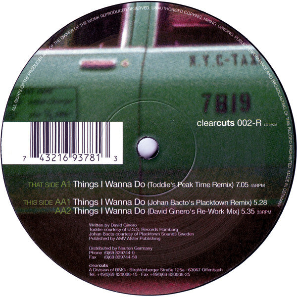 David Ginero : Things I Wanna Do (Remixes Vol. 2) (12")