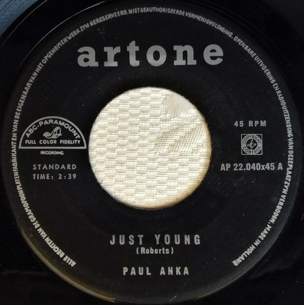 Paul Anka : Just Young (7")