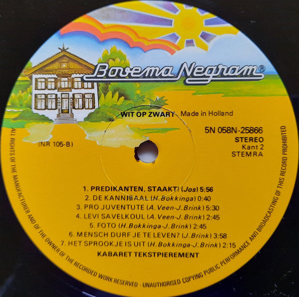 Kabaret Tekstpierement* : Wit Op Zwart (LP, Album, RE)