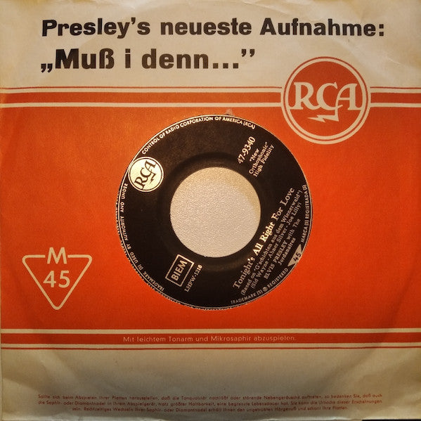 Elvis Presley : Wooden Heart (Muß I Denn Zum Städtele Hinaus) (7", Single)