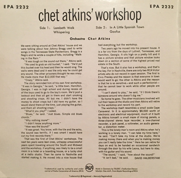 Chet Atkins : Chet Atkins' Workshop (7", EP)