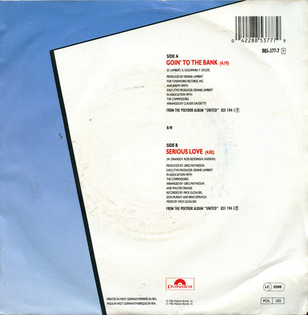 Commodores : Goin' To The Bank (7", Single)