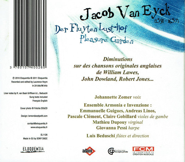 Jacob Jan Van Eyck, Johannette Zomer : Pleasure Garden (Der Fluiten Lusthof) (CD, Album)